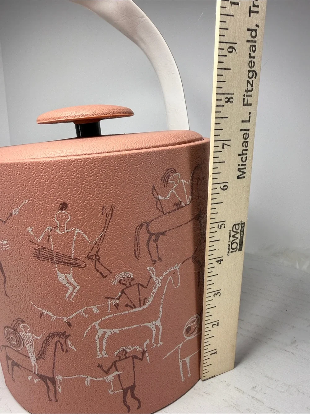 Vintage George Briars Pink Leatherette Ice Bucket with Handle